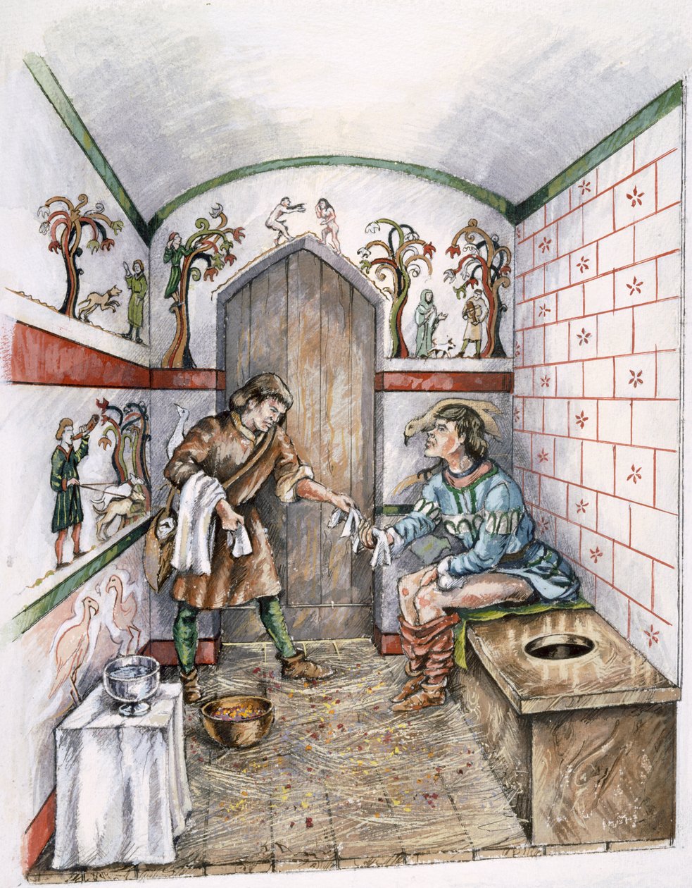 Keskiaikainen käymälä, c1350, c1990-2010 tekijältä Peter Dunn
