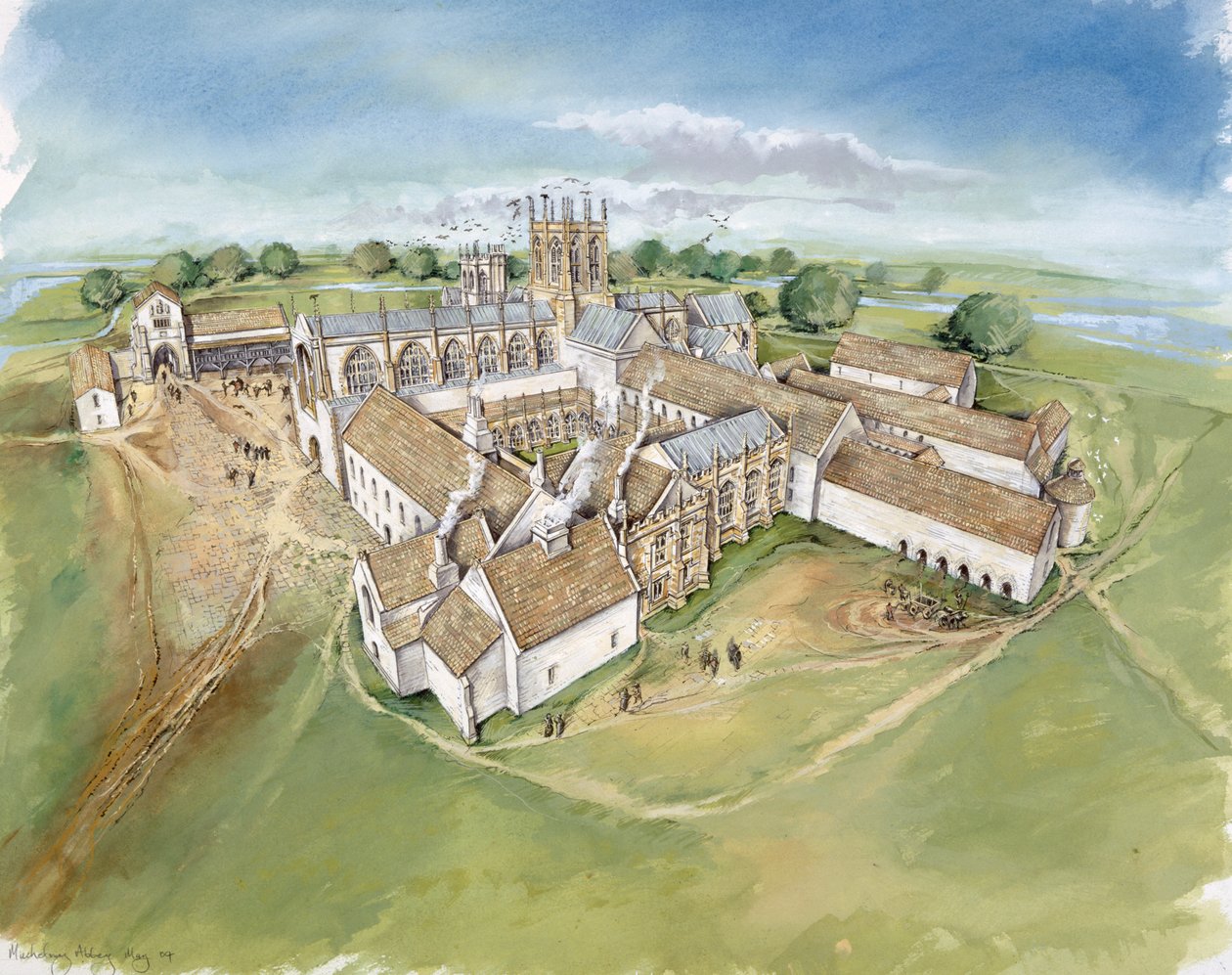 Muchelney Abbey, 1500-luku, 1990-2010 tekijältä Peter Dunn