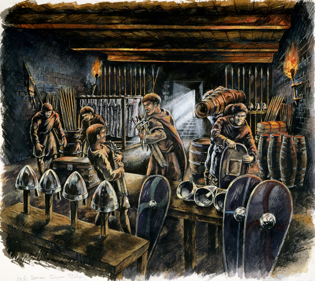 Vanha Sarumin suuren tornin kellari, c1130, c1990-2010 tekijältä Peter Dunn