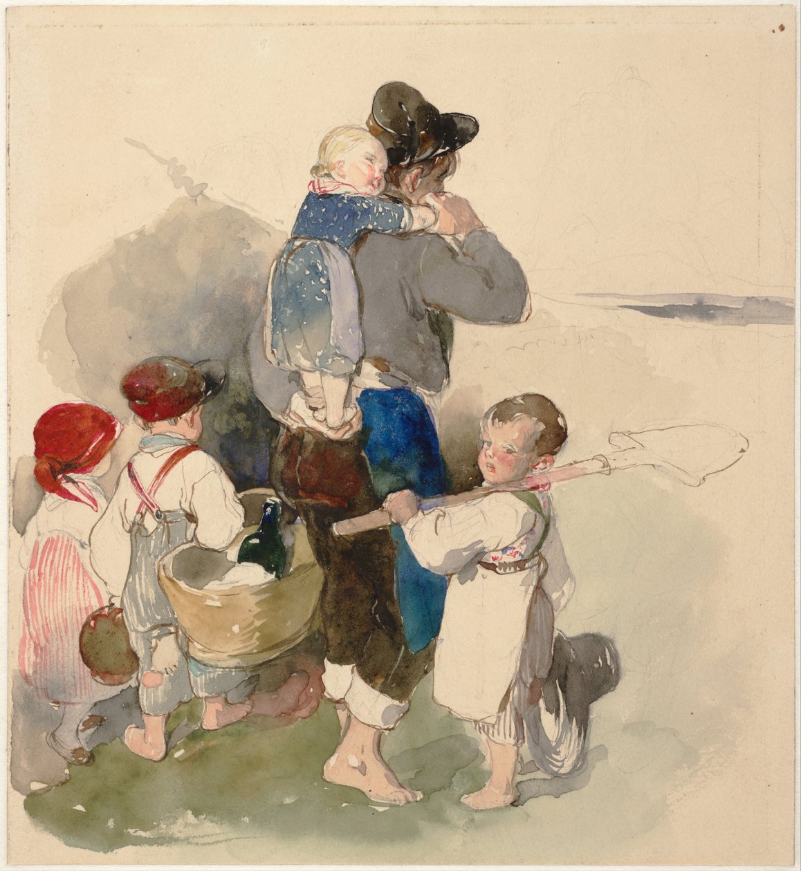 Lapset matkalla pellolle, c. 1840 tekijältä Peter Fendi