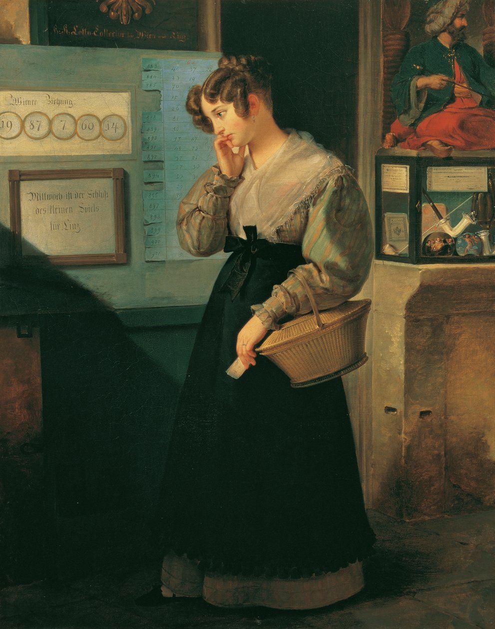 Tyttö arpajaisten edessä, 1829. tekijältä Peter Fendi