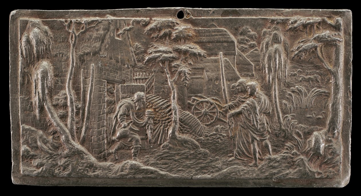 Abraham toivottaa tervetulleeksi kolme enkeliä, n. 15251535. tekijältä Peter Flötner