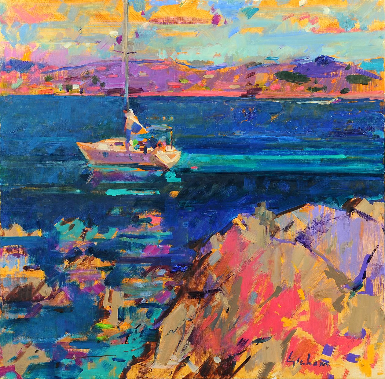 Anchorissa, St Tropezin rannikolla tekijältä Peter Graham (Contemporary)