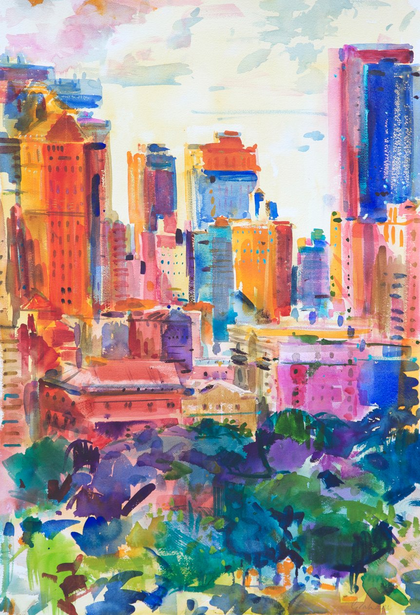 Central Park West, 2011 (wc paperilla) tekijältä Peter Graham (Contemporary)