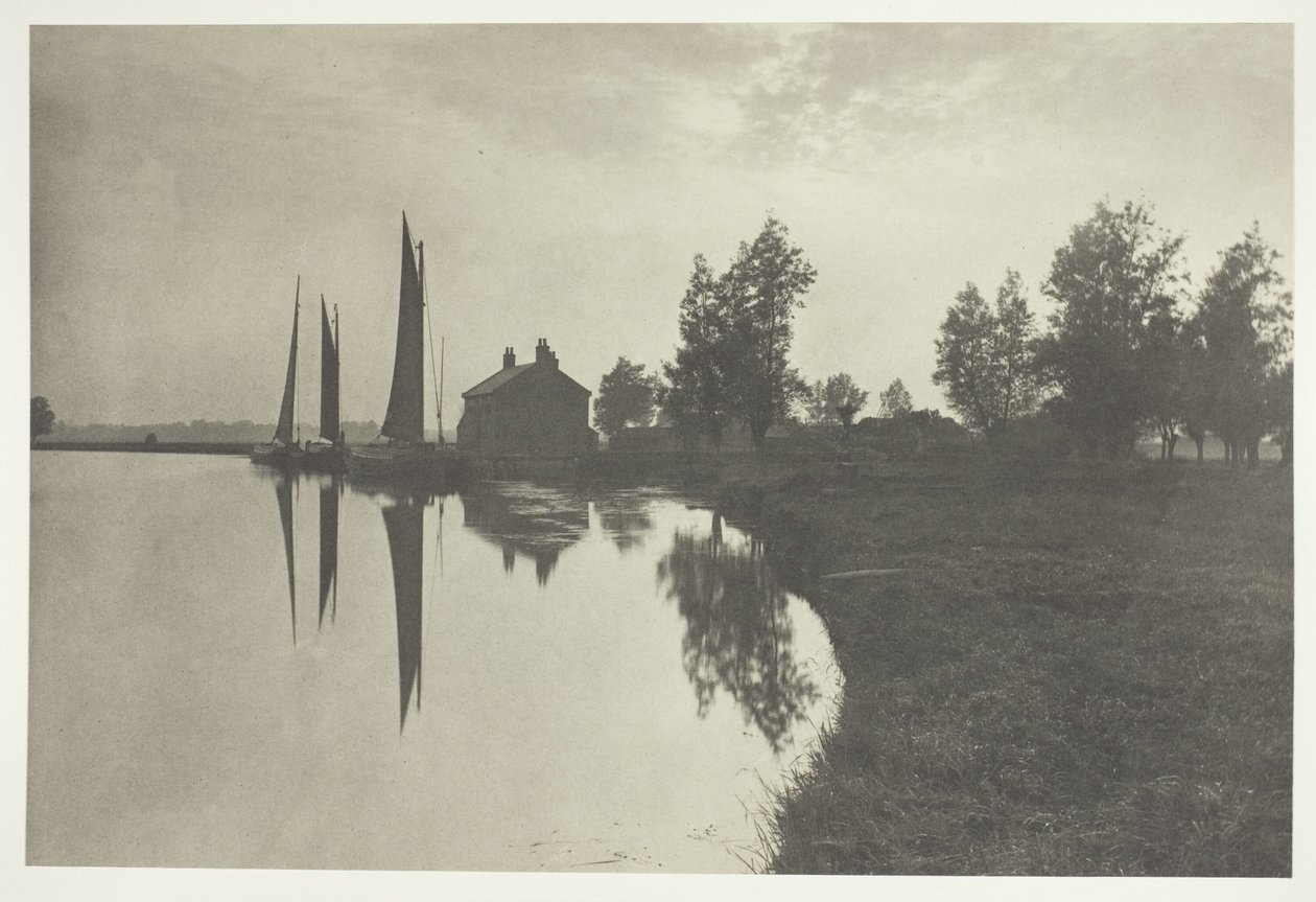 Cantley: Wherries Waiting for the Turn of the Tide - vuoroveden kääntymistä odottaen. tekijältä Peter Henry Emerson