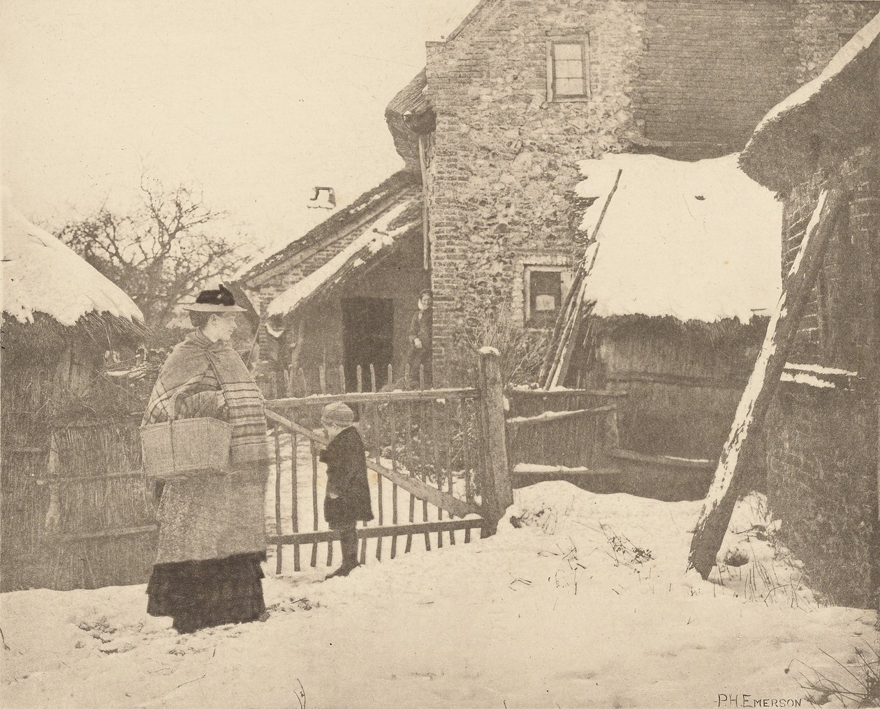 Markkinoille meno - Talvinen kohtaus tekijältä Peter Henry Emerson