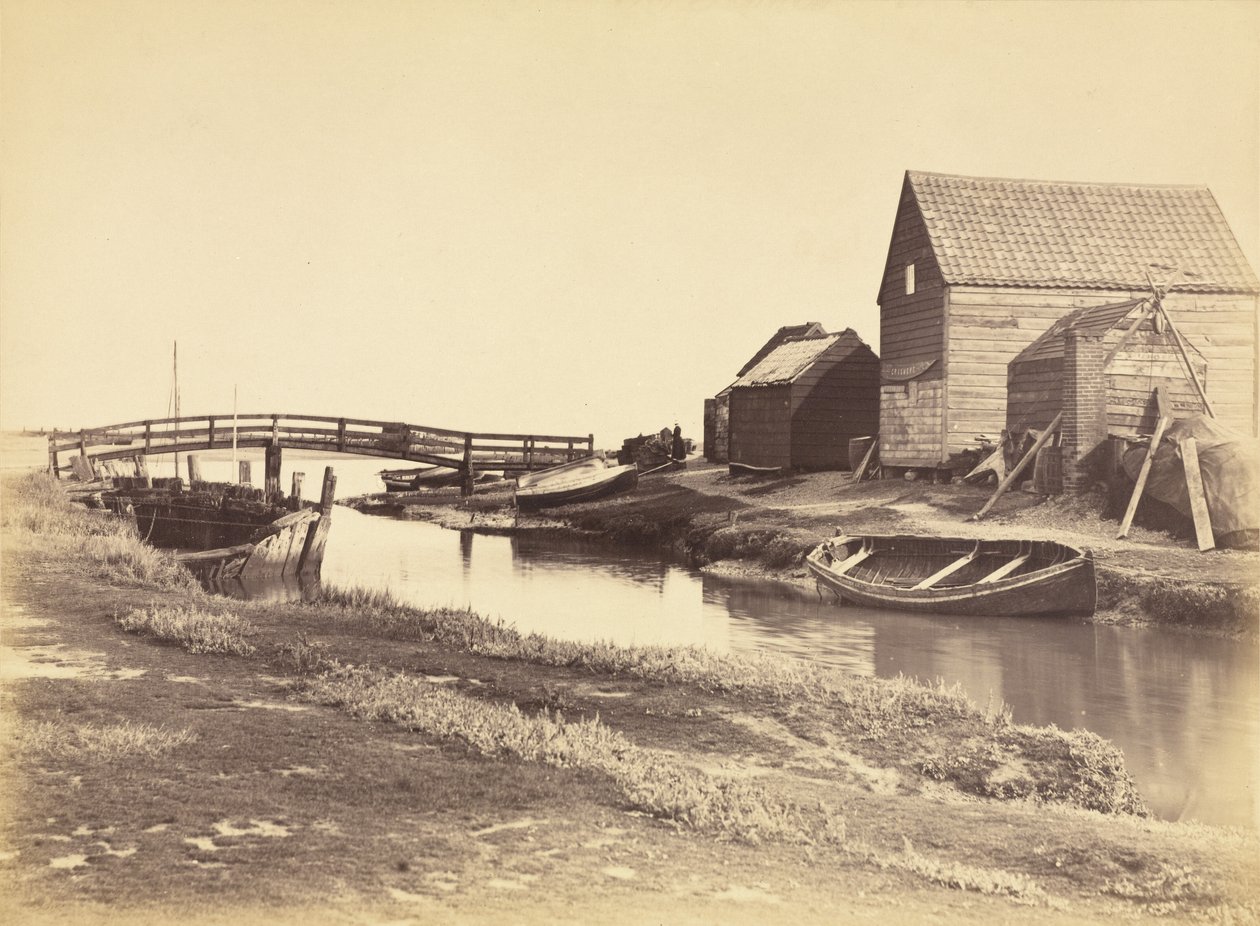 Vuorovesipuro ja vanhat varastorakennukset Southwoldin eteläpuolella, Suffolk tekijältä Peter Henry Emerson