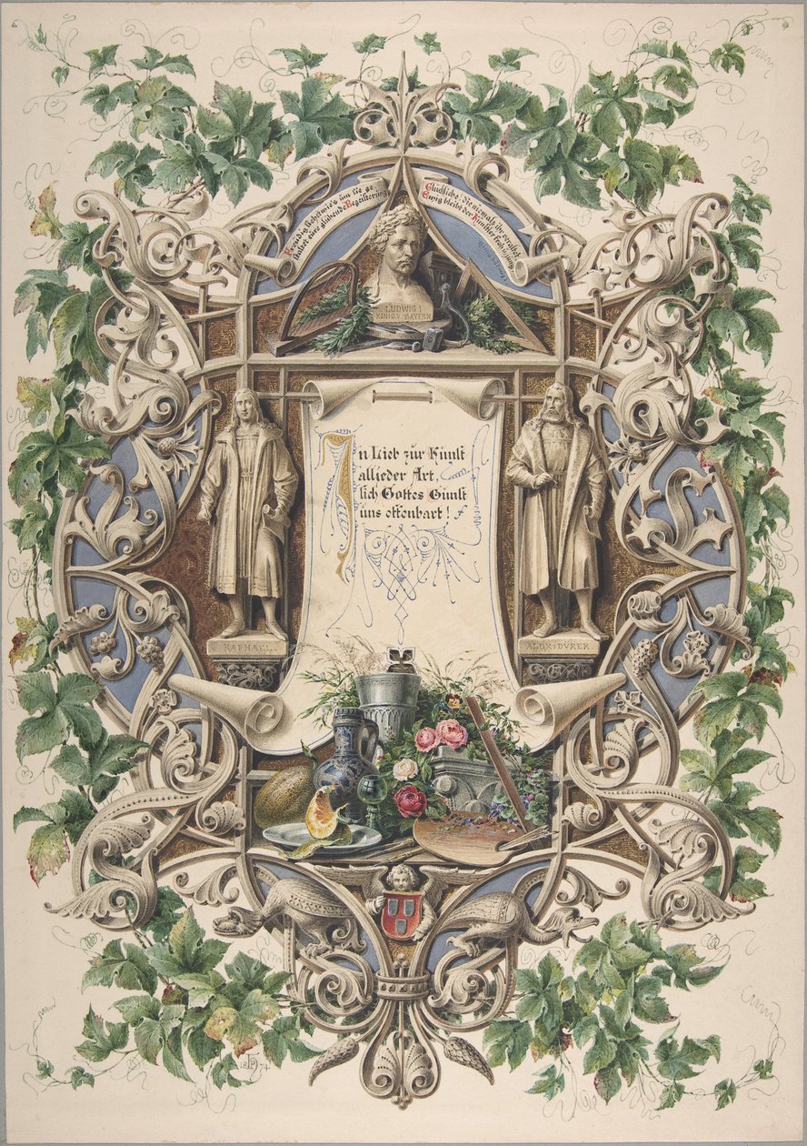 Baijerin taiteilijoiden kunnianosoitus kuningas Ludwig I:lle, 1874. tekijältä Peter Herwegen