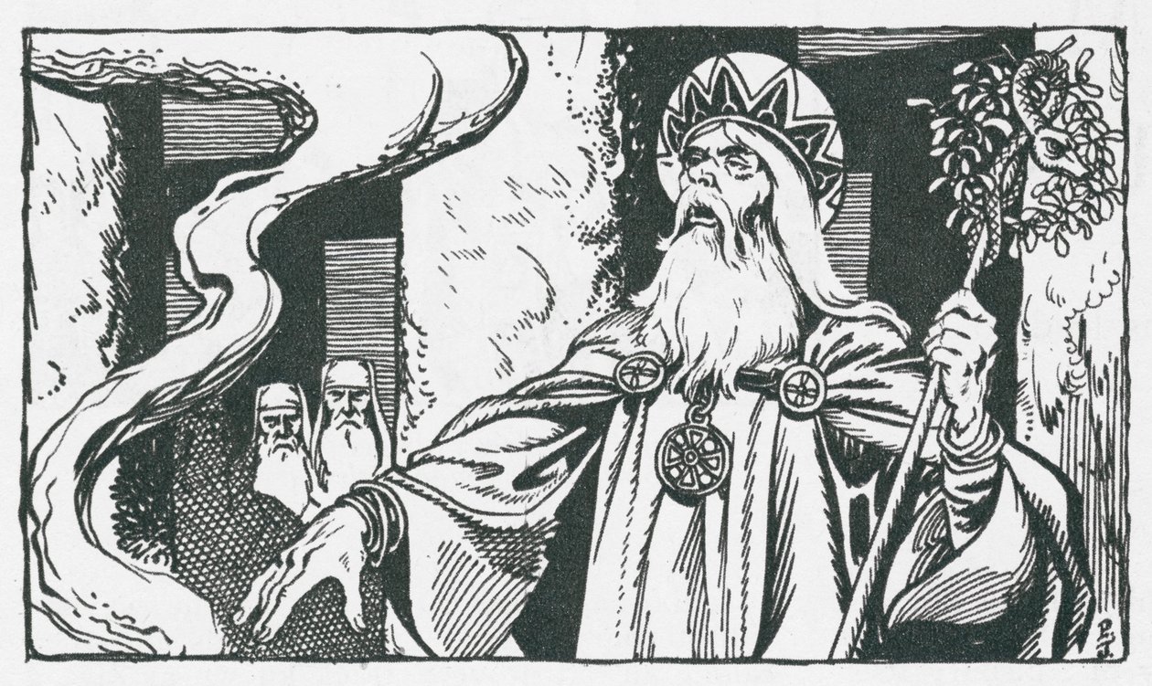 Druidin riitit alttarikivellä (litografia) tekijältä Peter Jackson