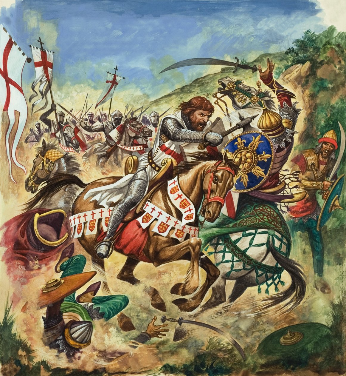 Rikhard Leijonasydän (1157-99) kolmannen ristiretken aikana (guassi paperille). tekijältä Peter Jackson
