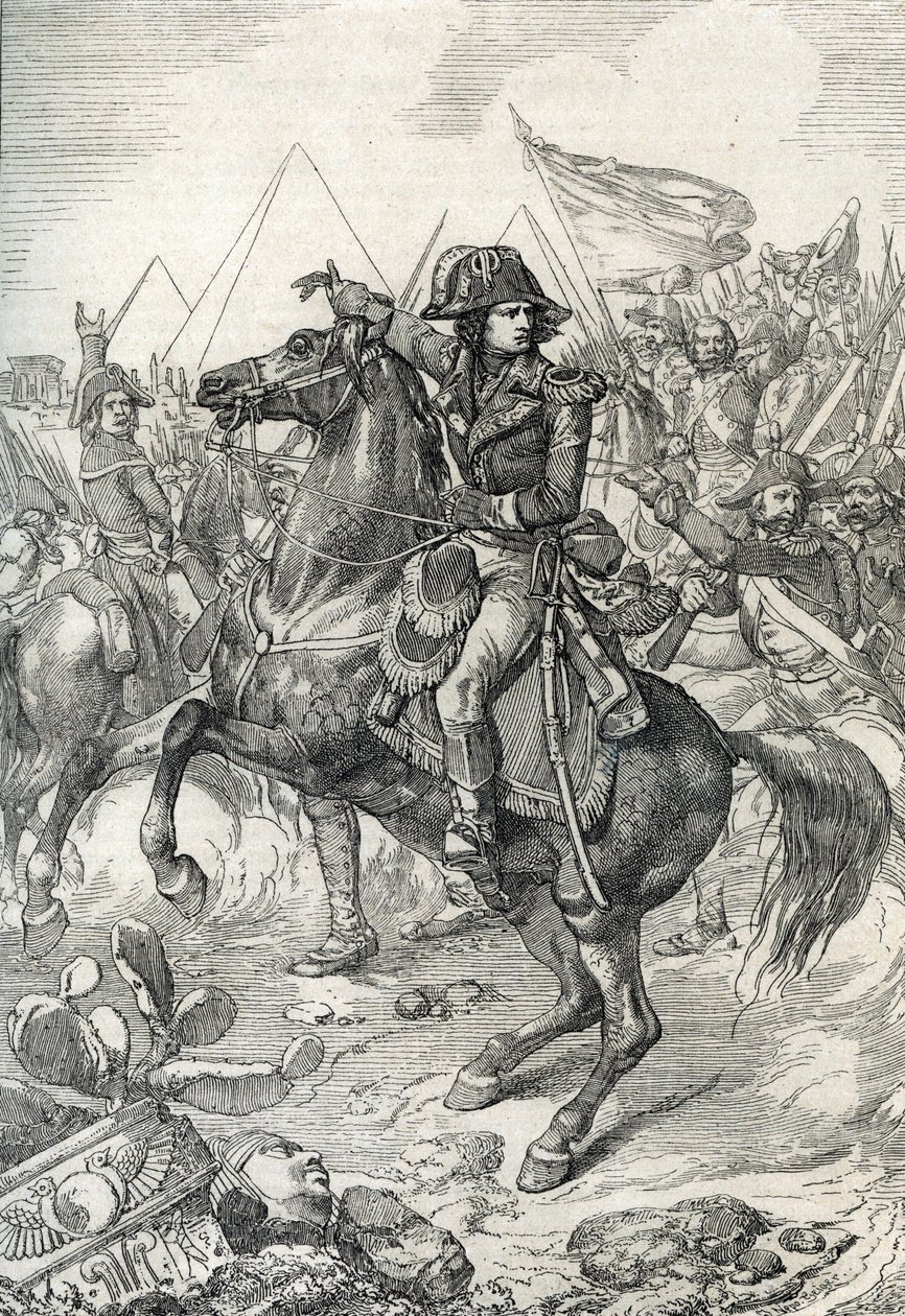 Egyptin kampanja (retkikunta) (1798-1801): Kenraali Napoleon Bonaparte (1765-1821) ennen pyramideja tekijältä Peter Johann Nepomuck Geiger