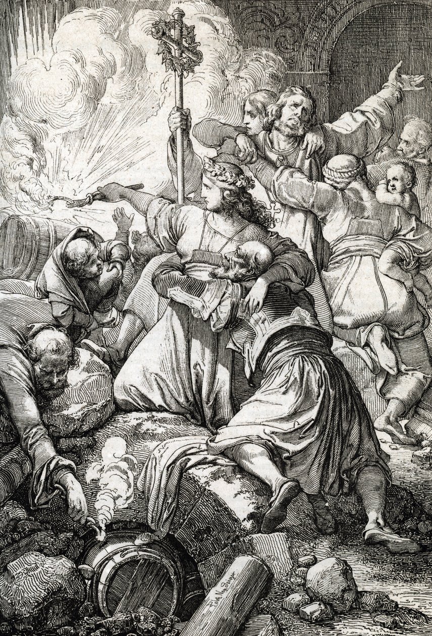 Guerra da independência grega: a terceira de Missolonghi entre o Império Otomano e os rebeldes gregos, de 15 de abril de 1825 a 10 de abril de 1826: muitos dos gregos se mataram explodindo com pólvora em vez de se render após o fracasso efinlandês tekijältä Peter Johann Nepomuck Geiger