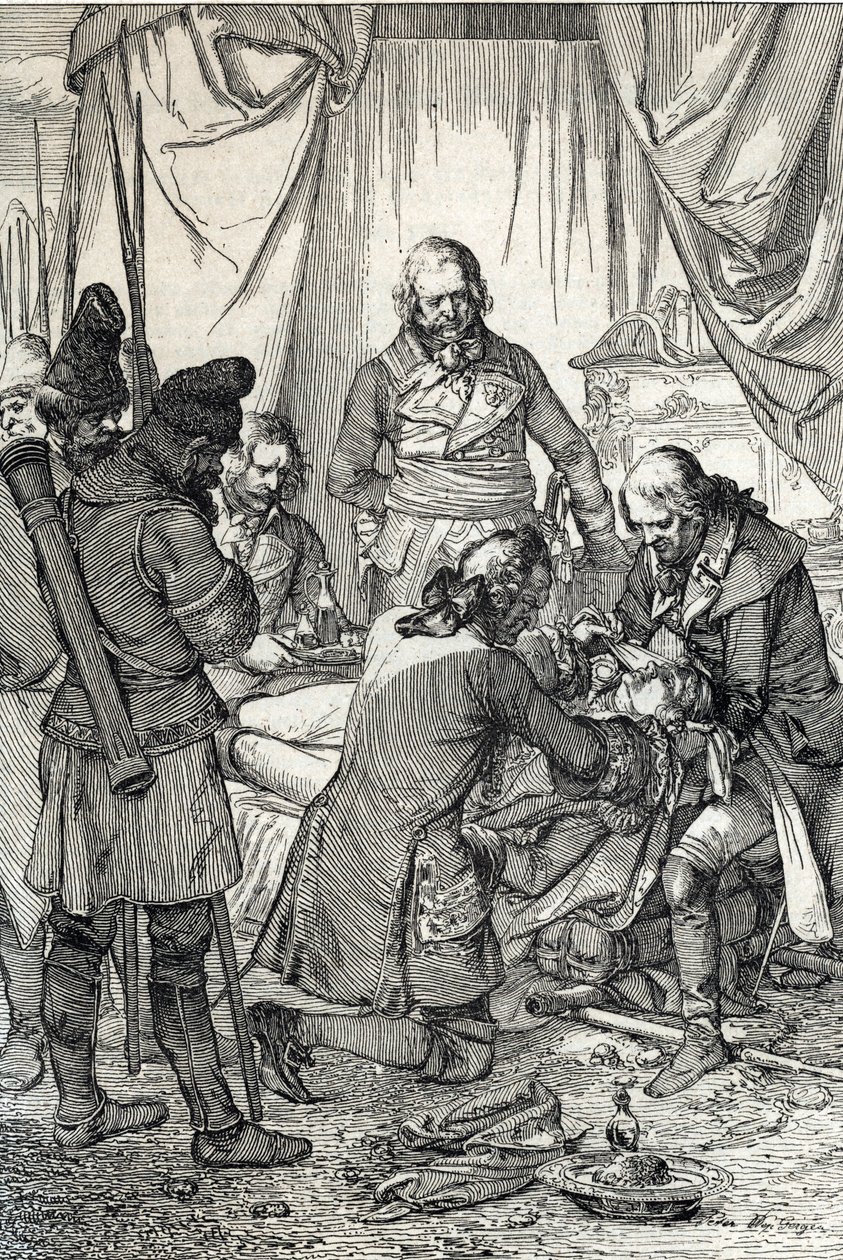Kosciuszkon kapina: Puolan sydämet Tadeusz Kosciuszko (1746-1817) haavoittui Maciejowicen taistelussa venäläisiä vastaan tekijältä Peter Johann Nepomuck Geiger