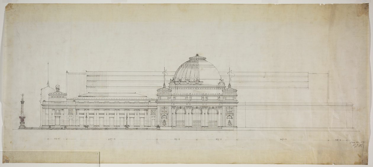 Lakefront Exhibition Hall, Chicago, Illinois, Elevation tekijältä Peter Joseph Weber