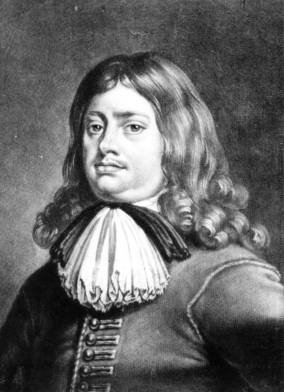 Admiral Earl Penn (1644-1718) kuvitus teoksesta "Ison-Britannian historian maineikkaiden hahmojen muotokuvat", kaivertanut Richard Earlom (1743-1822) (mezzotint) tekijältä Peter Lely