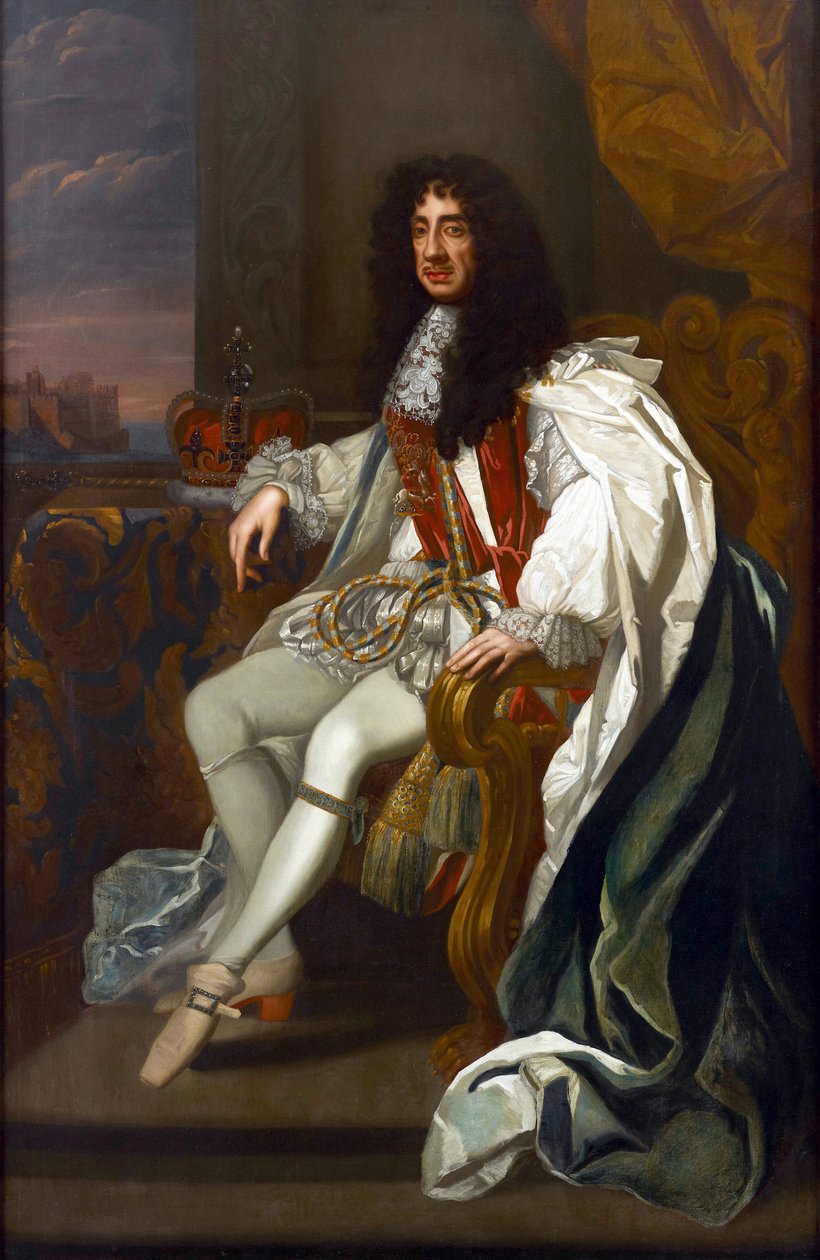 Barokki : Englannin Charles II:n (1630-1685) muotokuva Sir Peterin sukkanauharitarikunnan viitoissa, Sir Peter (1618-1680). Öljy kankaalle, 213,5x140. Yksityinen kokoelma tekijältä Peter Lely