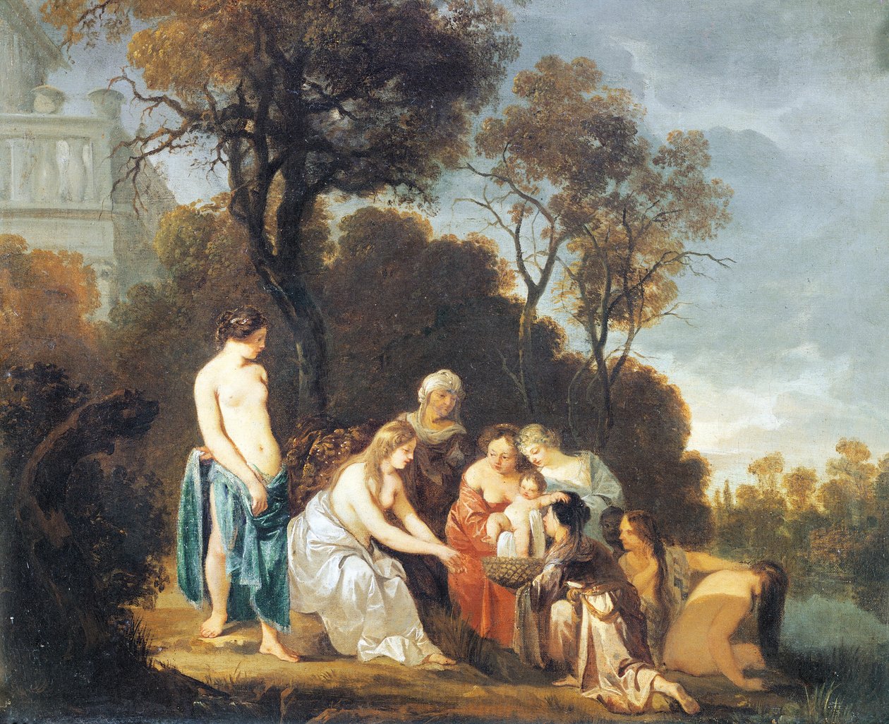 Mooses pelasti joesta, Peter Lely (1618-1680), öljy kankaalle, 54x635 cm tekijältä Peter Lely