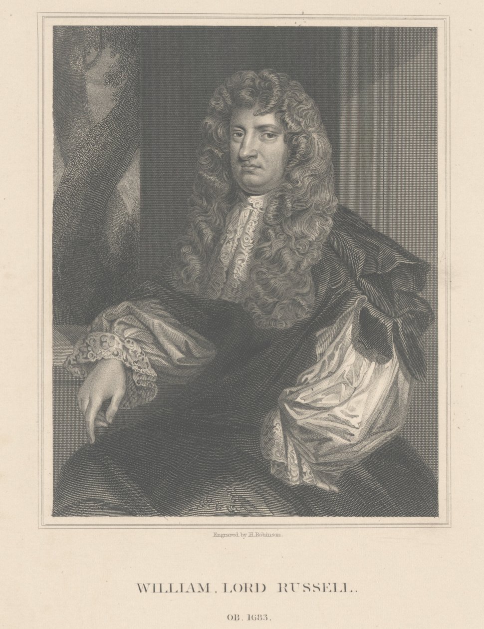 Lord William Russellin muotokuva, kaivertanut H. Robinson tekijältä Peter Lely