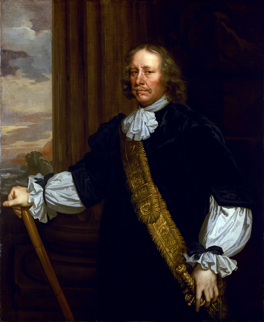 Muotokuva vara-amiraali Sir Joseph Jordanista (1603-1685), Lowestoftin lipunkantajasta (lipunkantaja), joka liittyy Lowestoftin taisteluun (Englanti). tekijältä Peter Lely