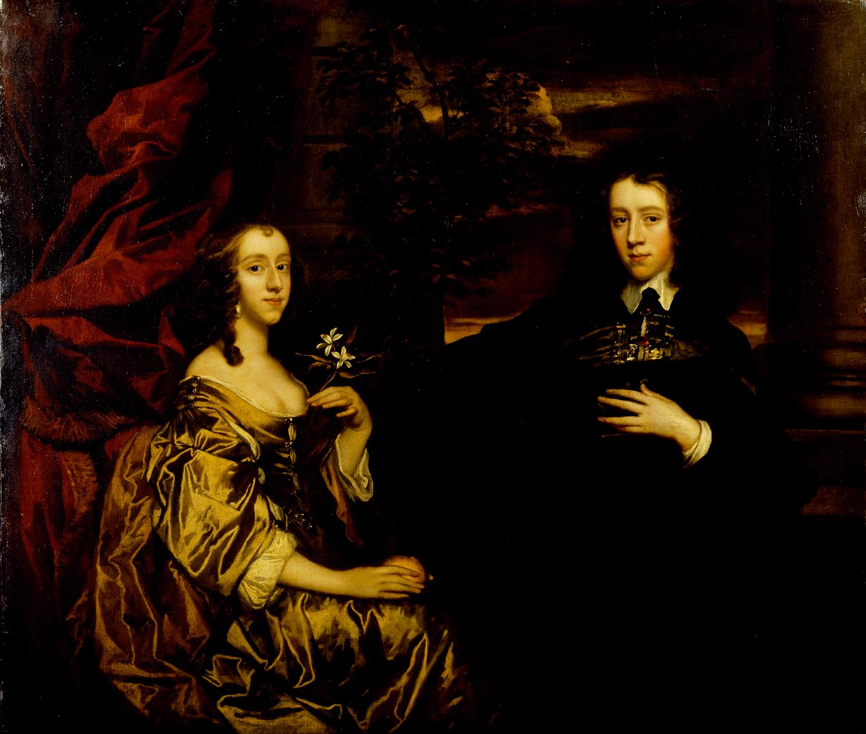 Nuoren herrasmiehen ja hänen vaimonsa muotokuva, n. 1655-1658 (öljy kankaalle) tekijältä Peter Lely