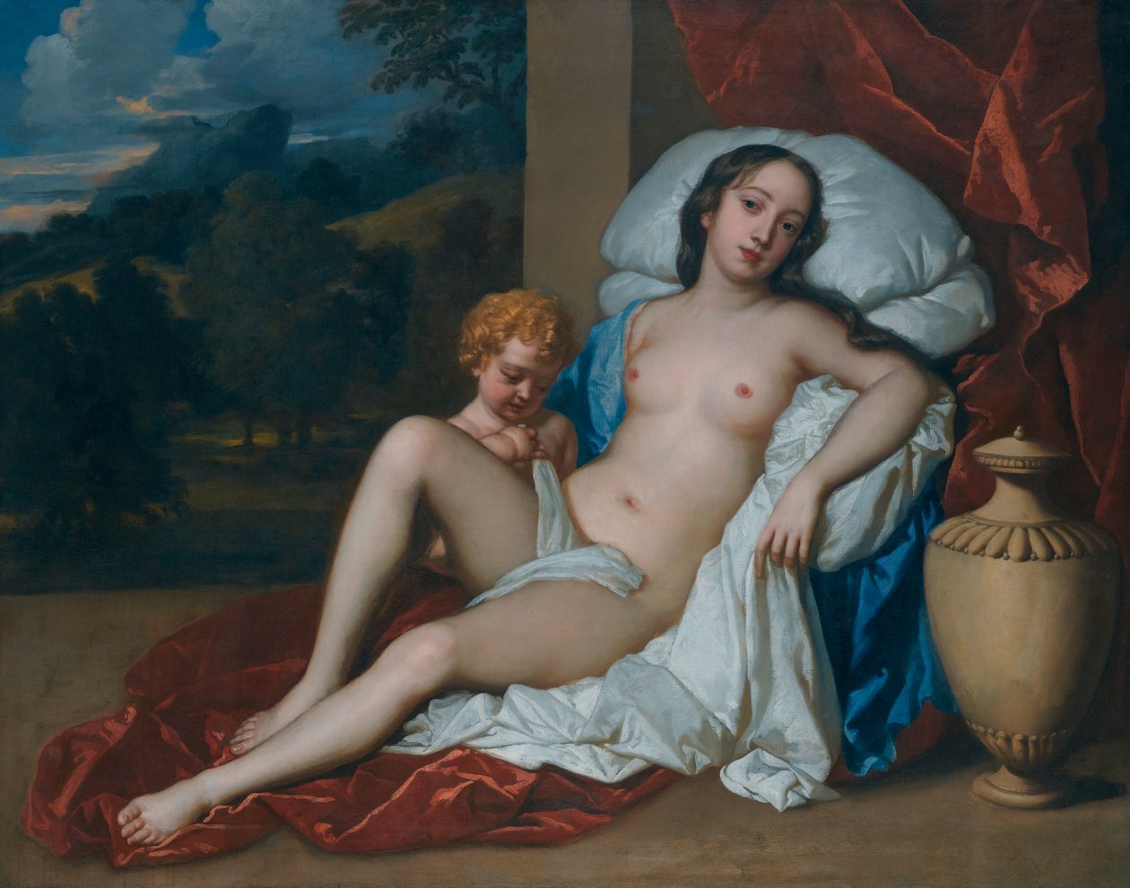 Muotokuva nuoresta naisesta (joko Barbara Villiers tai Nell Gwyn) ja lapsesta, Venus ja Amor. tekijältä Peter Lely