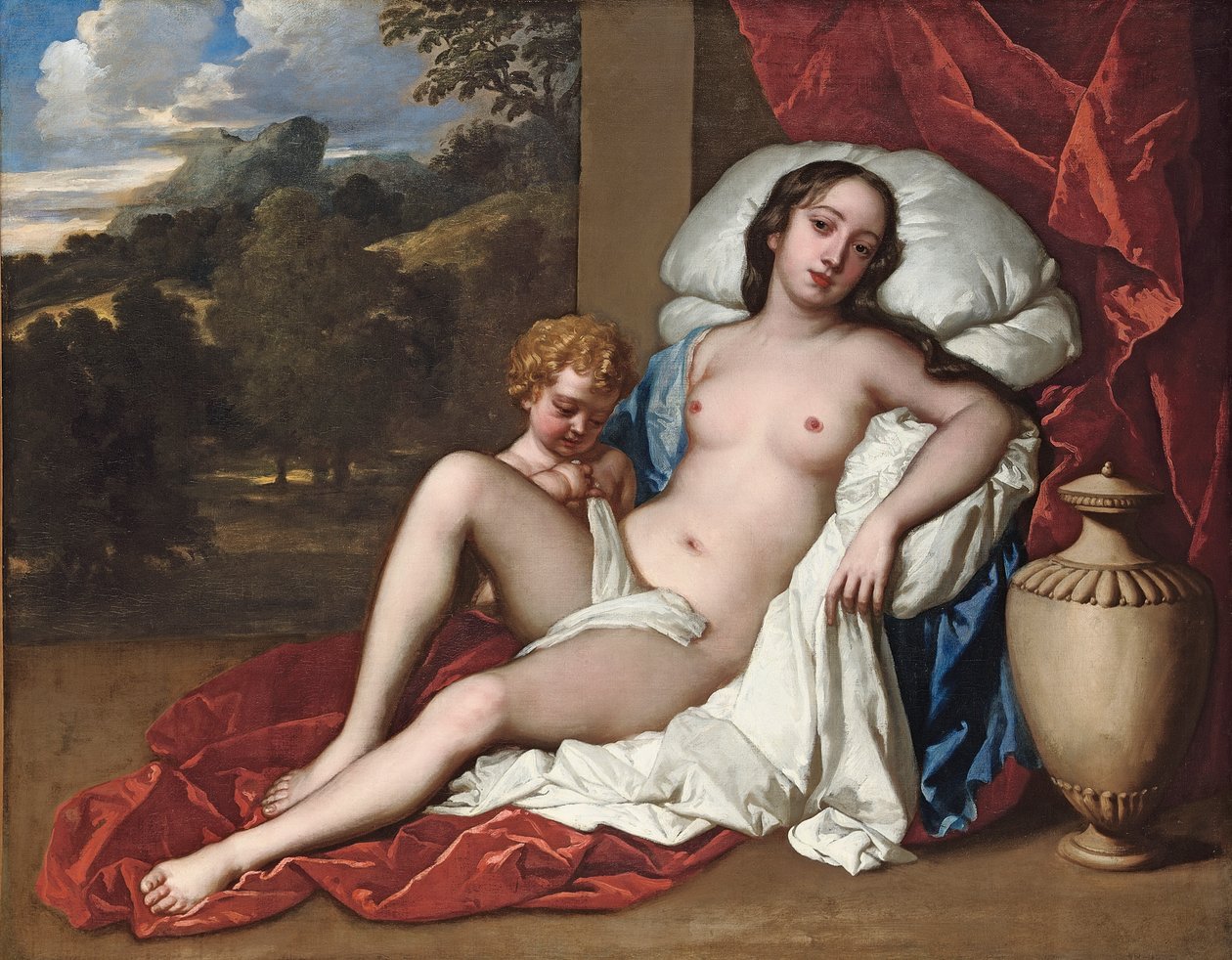 Nuoren naisen ja lapsen muotokuva Venuksena ja Amorina tekijältä Peter Lely
