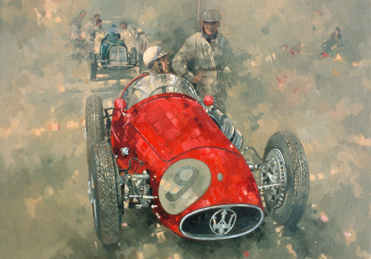 Goodwood 54 Roy Salvadori (öljy kankaalle) tekijältä Peter Miller