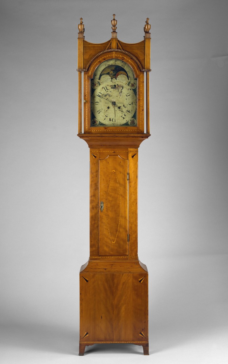 Tall Case Clock, n. 1815 (vaahtera, kirsikka, messinki ja rauta) tekijältä Peter Miller