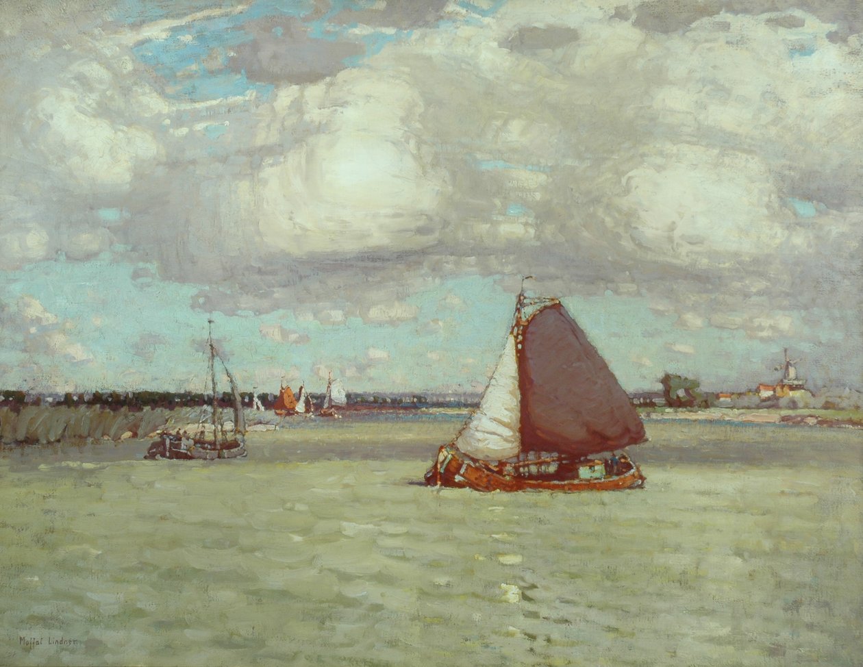 Alankomaiden joki, n. 1904 (öljy kankaalle) tekijältä Peter Moffat Lindner