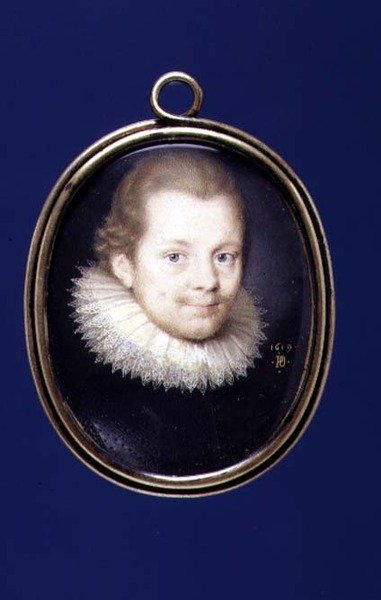 PD.12-1955 Sir Kenelm Digbyn (1600-65) muotokuva 1619 (vellum kortilla) tekijältä Peter Oliver