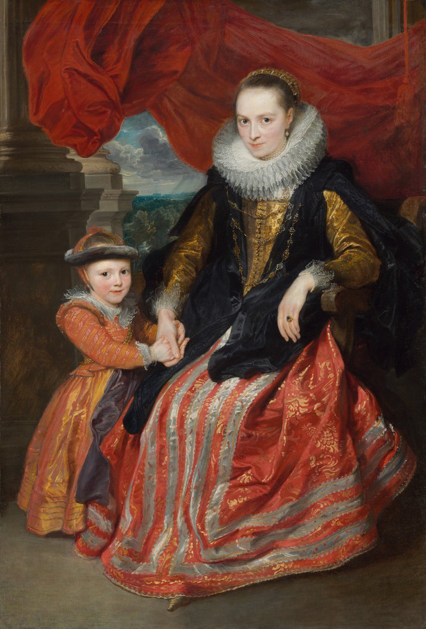 Susanna Fourment ja hänen tyttärensä tekijältä Peter P. & Dyck Anthony Van (1599-1641) Rubens