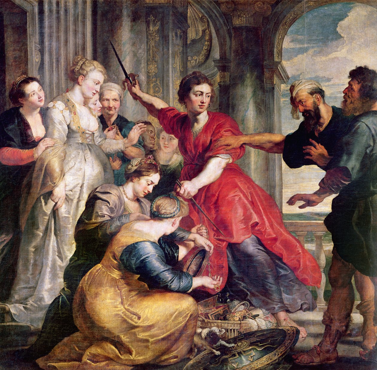 Odysseuksen löytämä Akhilleus, n. 1617 tekijältä Peter P. & Dyck, Anthony Van Rubens