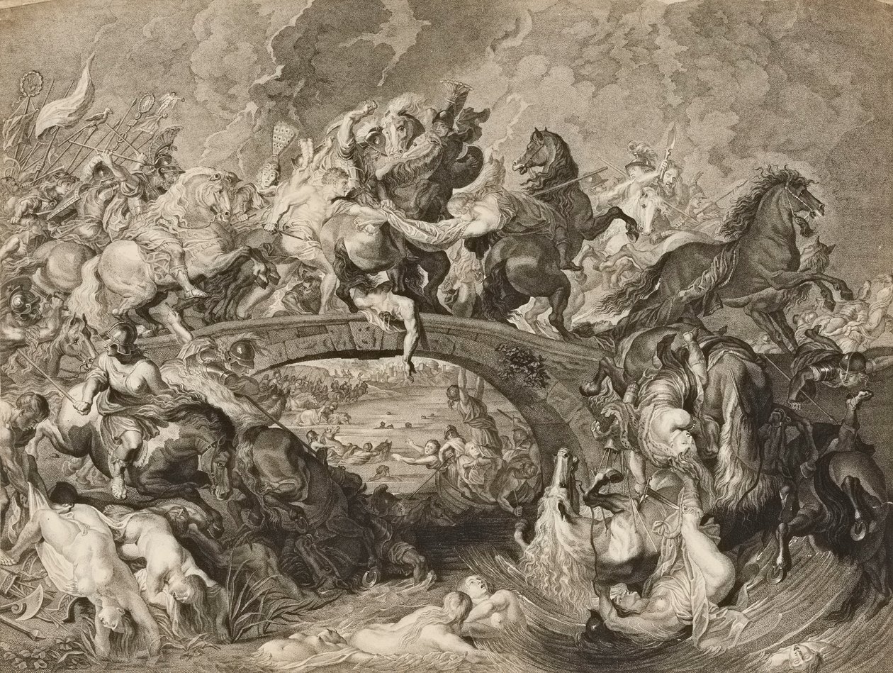 Amatsonien taistelu (kaiverrus) tekijältä Peter Paul (after) Rubens