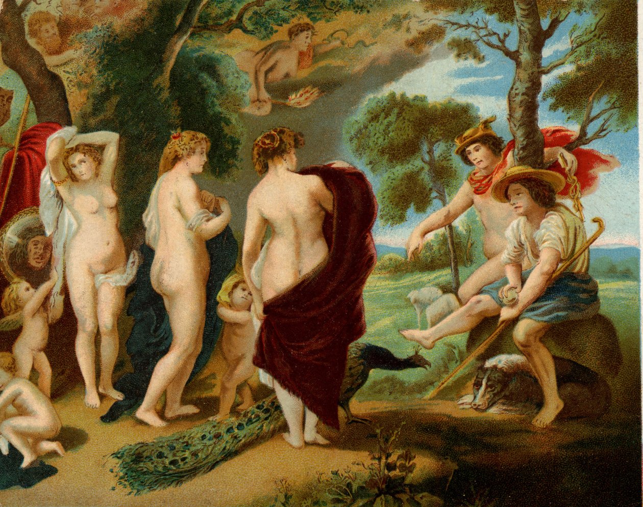 Pariisin tuomio (kromolitografia) tekijältä Peter Paul (after) Rubens