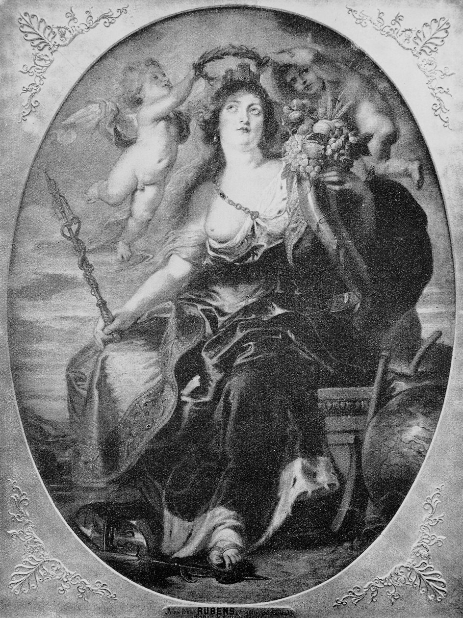 Muotokuva Medicin Mariasta Peter Paul Rubensin maalauksen jälkeen (kaiverrus) tekijältä Peter Paul (after) Rubens