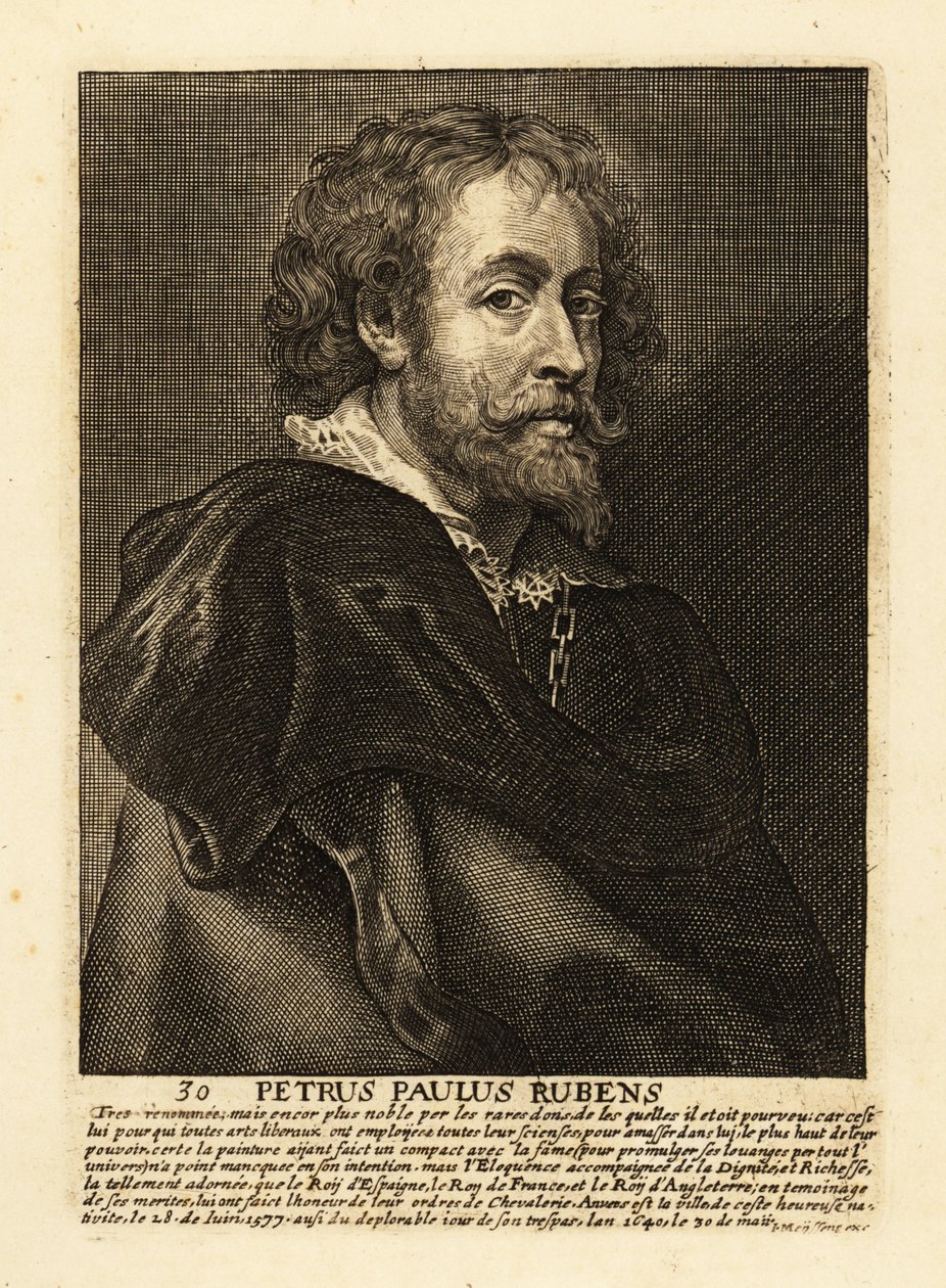 Flanderin taiteilijan ja diplomaatin Sir Peter Paul Rubensin muotokuva tekijältä Peter Paul (after) Rubens
