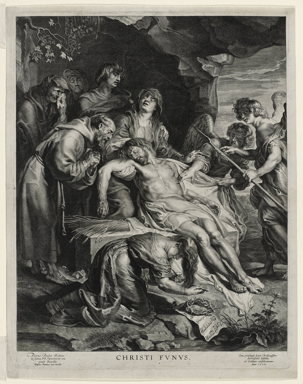 Kuollut Kristus Neitsyen polvilla, kaiverrus Paulus Pontius tekijältä Peter Paul (after) Rubens