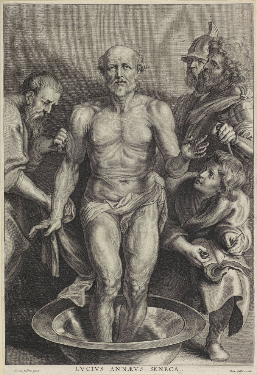 Senecan kuolema, kaiverrus Alexander Voet II tekijältä Peter Paul (after) Rubens