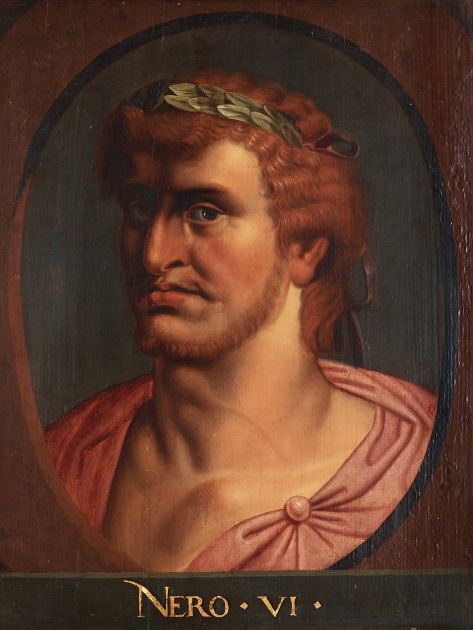 Neron muotokuva (Neron muotokuva). Neron tai Lucius Domitius Ahenobarbus (37-68) keisari romain Nero Germanicus, Rubens, Peter Paul tekijältä Peter Paul (school of) Rubens