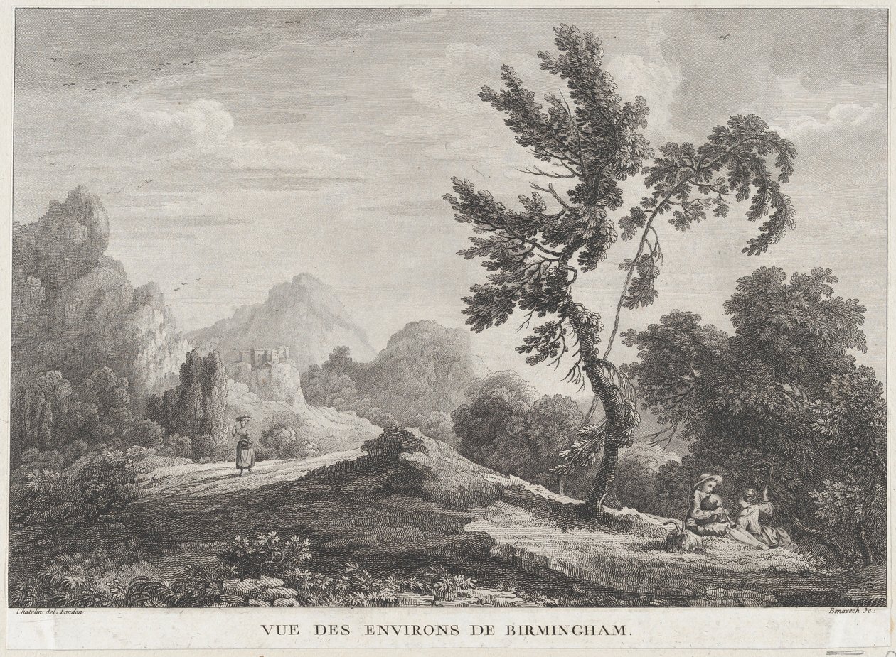 Näkymä Birminghamista, n. 1755, n. 1755. tekijältä Peter Paul Benazech