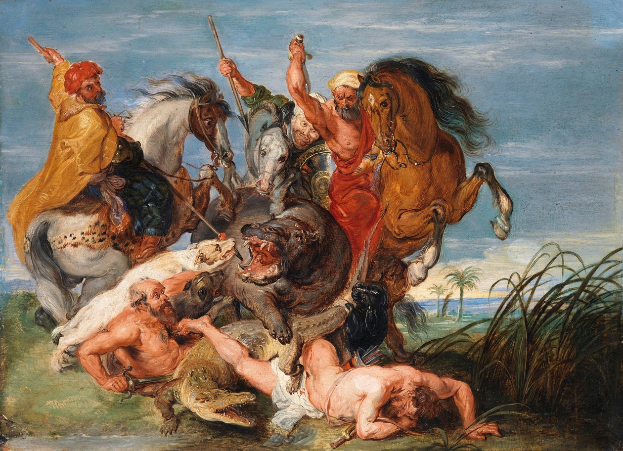 Virtahevon ja krokotiilin metsästys tekijältä Peter Paul Rubens