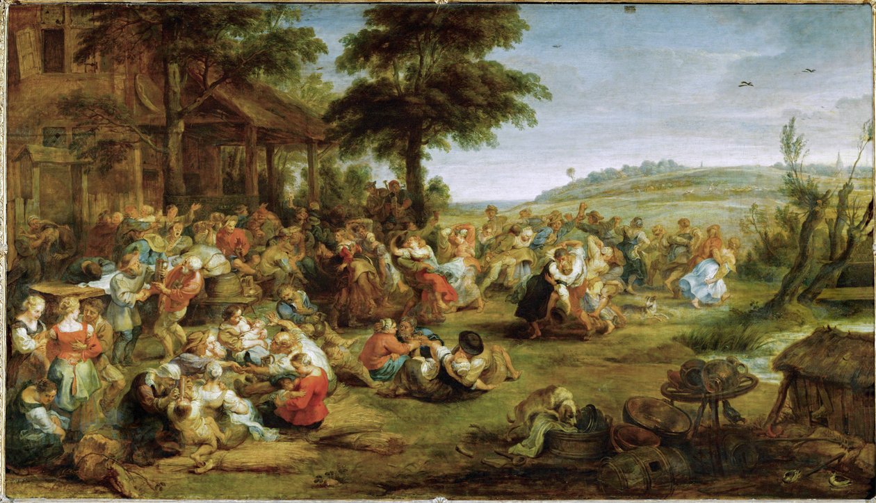 Kirkkojuhla tai kyläjuhla kylässä, n.1635-38 (öljy puulle) tekijältä Peter Paul Rubens