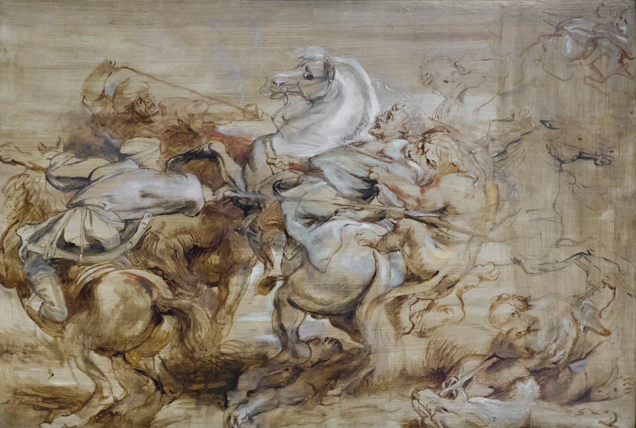 Leijonanmetsästys, n.1614-15 (öljy tammelle). tekijältä Peter Paul Rubens