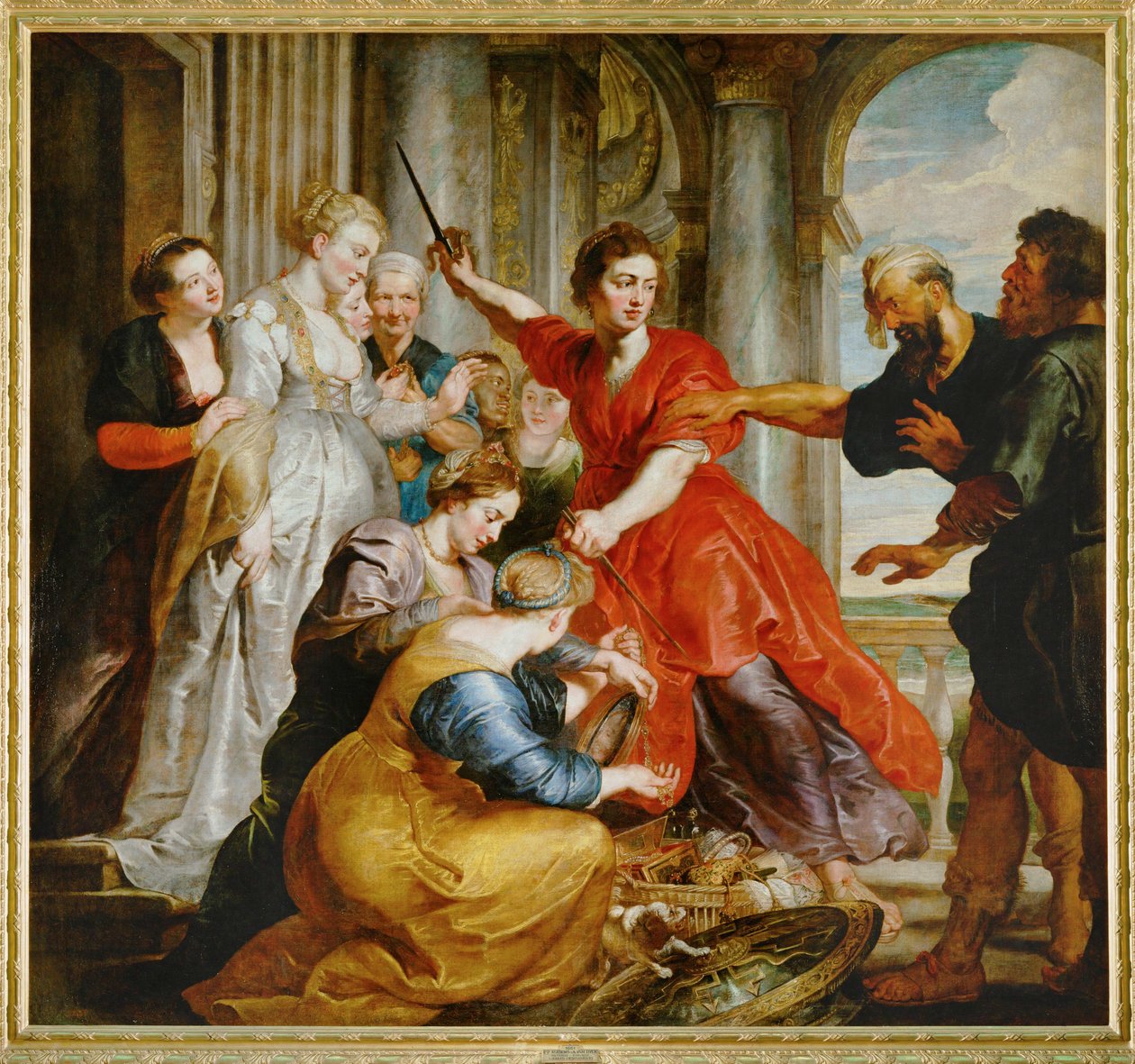 Odysseus löysi Akilleen Lykomedeksen tyttärien joukosta Skyroksella (maalaus kankaalle). tekijältä Peter Paul Rubens