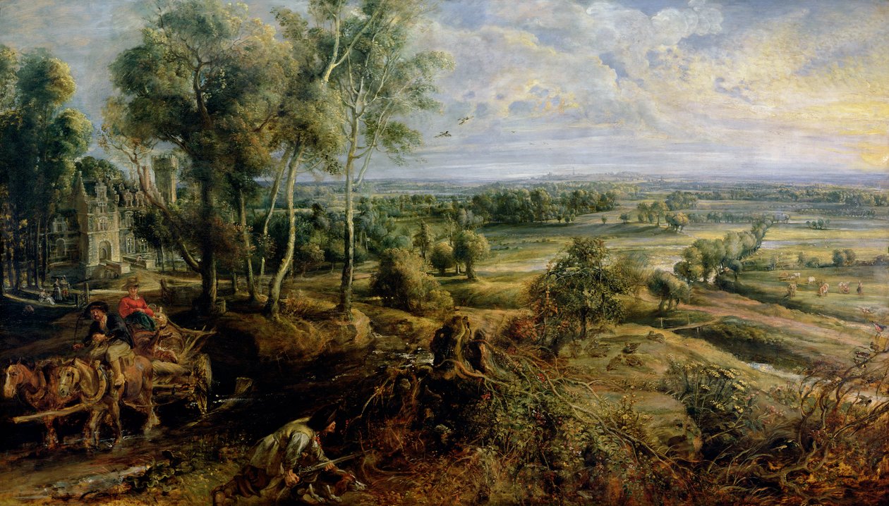 Syksyinen maisema näköalalla Het Steeniin varhain aamulla, n. 1636 tekijältä Peter Paul Rubens