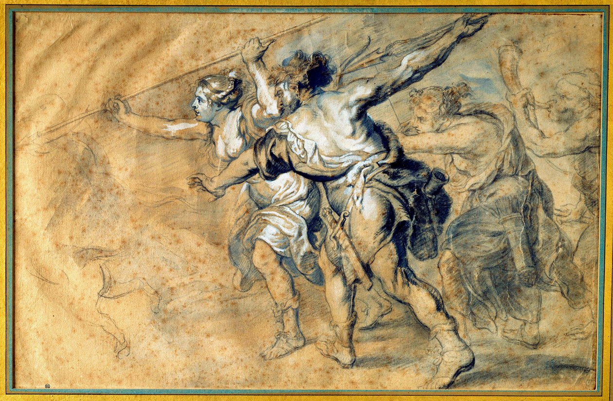 Atalante ja Meleagre. Piirustus Pierre Paul (Pierre-Paul) Rubens (tai Peter Paul tai Petrus Paulus) (1577-1640) Ec. Flam tekijältä Peter Paul Rubens