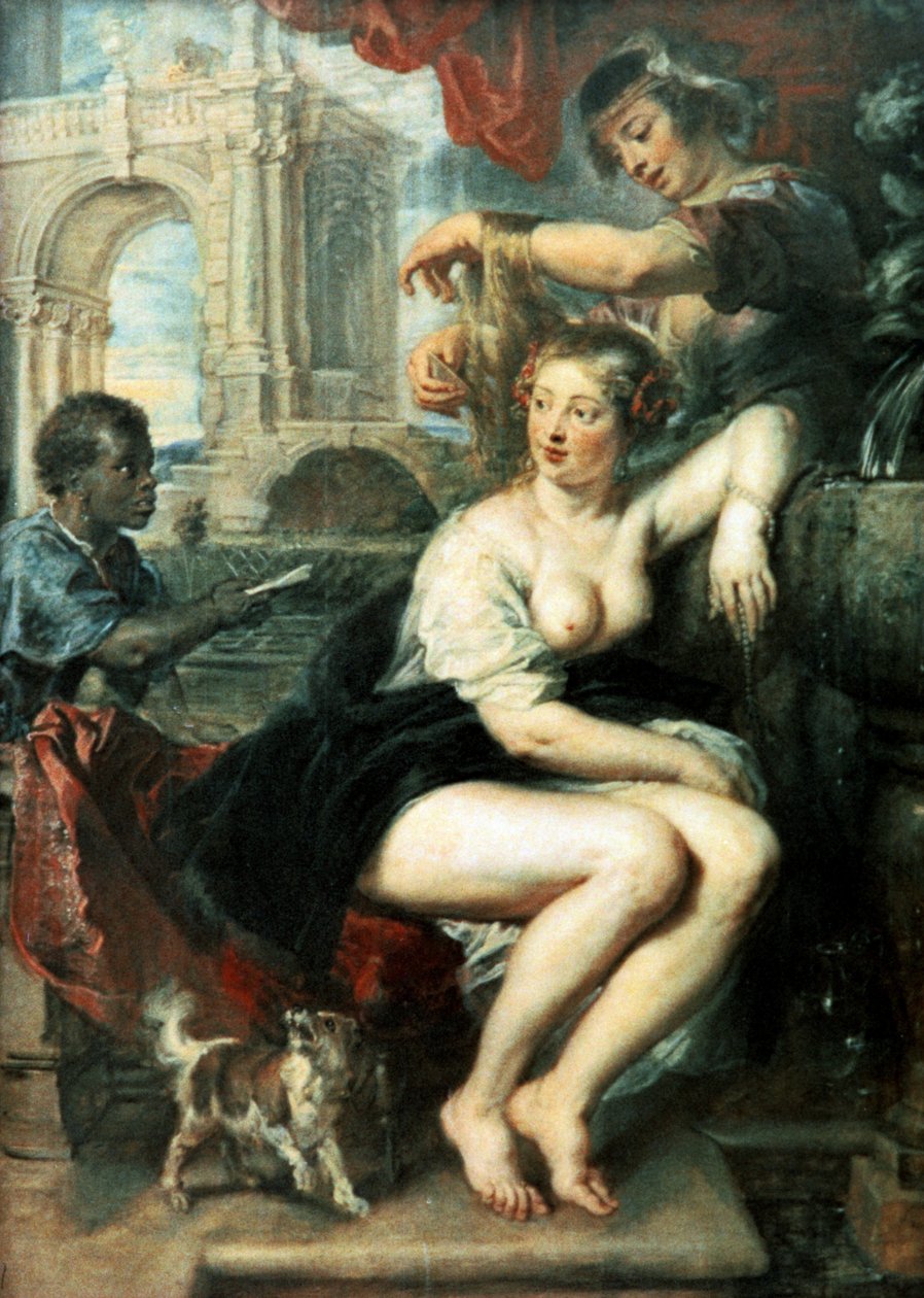 Bathsheba at the Fountain, n. 1635 (öljy kankaalle) tekijältä Peter Paul Rubens