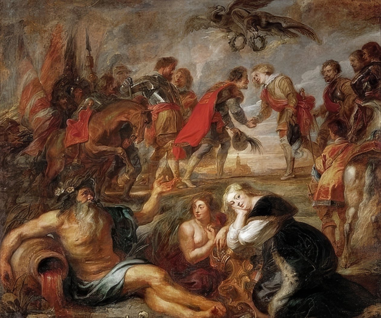 Unkarin kuninkaan Ferdinandin tapaaminen kardinaali Infante Ferdinandin kanssa ennen Nördlingenin taistelua. 1634/35 tekijältä Peter Paul Rubens