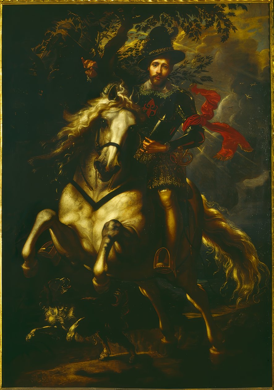 Giovanni Carlo Dorian muotokuva hevosen selässä tekijältä Peter Paul Rubens