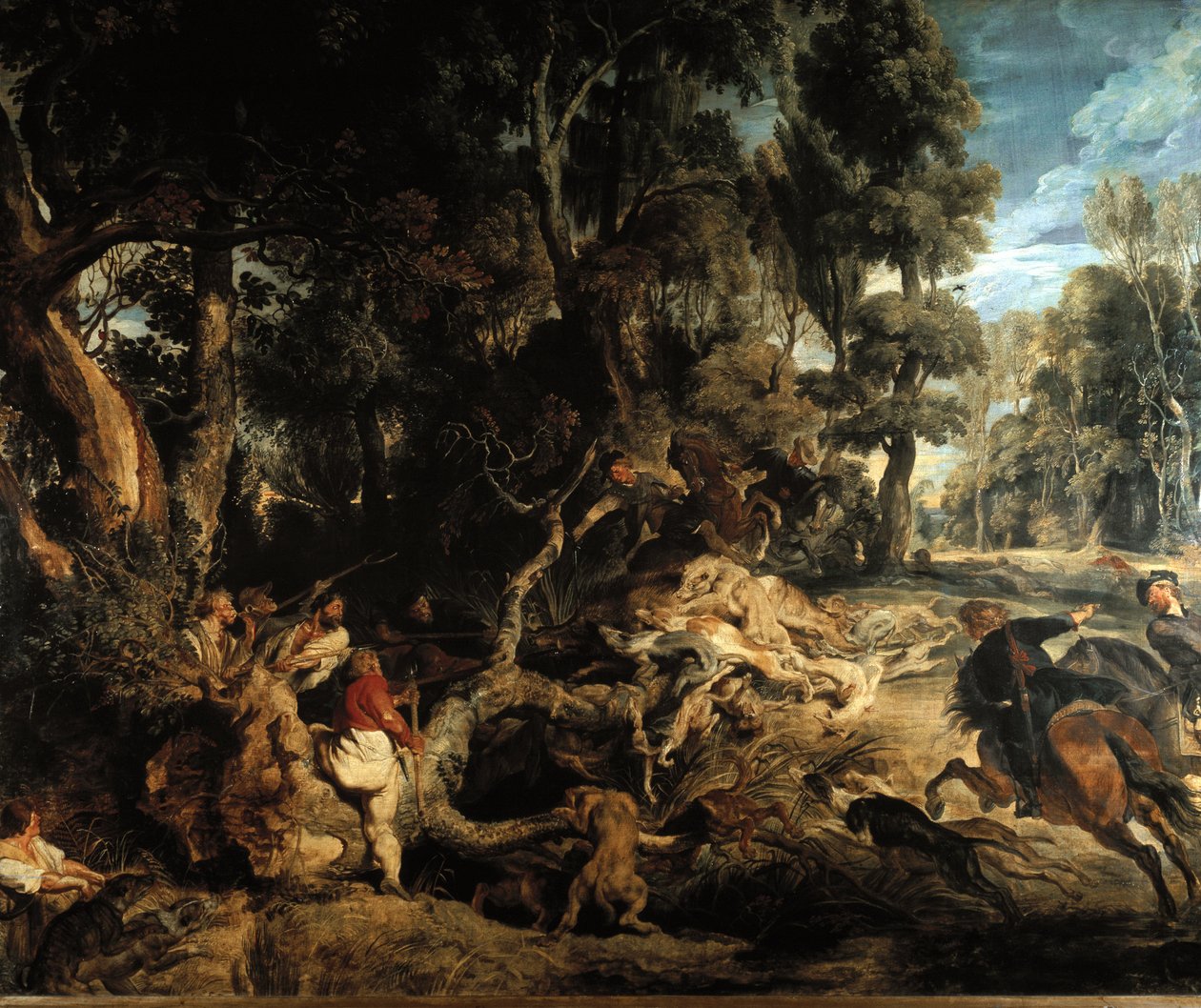 Villisianmetsästys Pieter Paul Rubensin (1577-1640) maalaus tekijältä Peter Paul Rubens